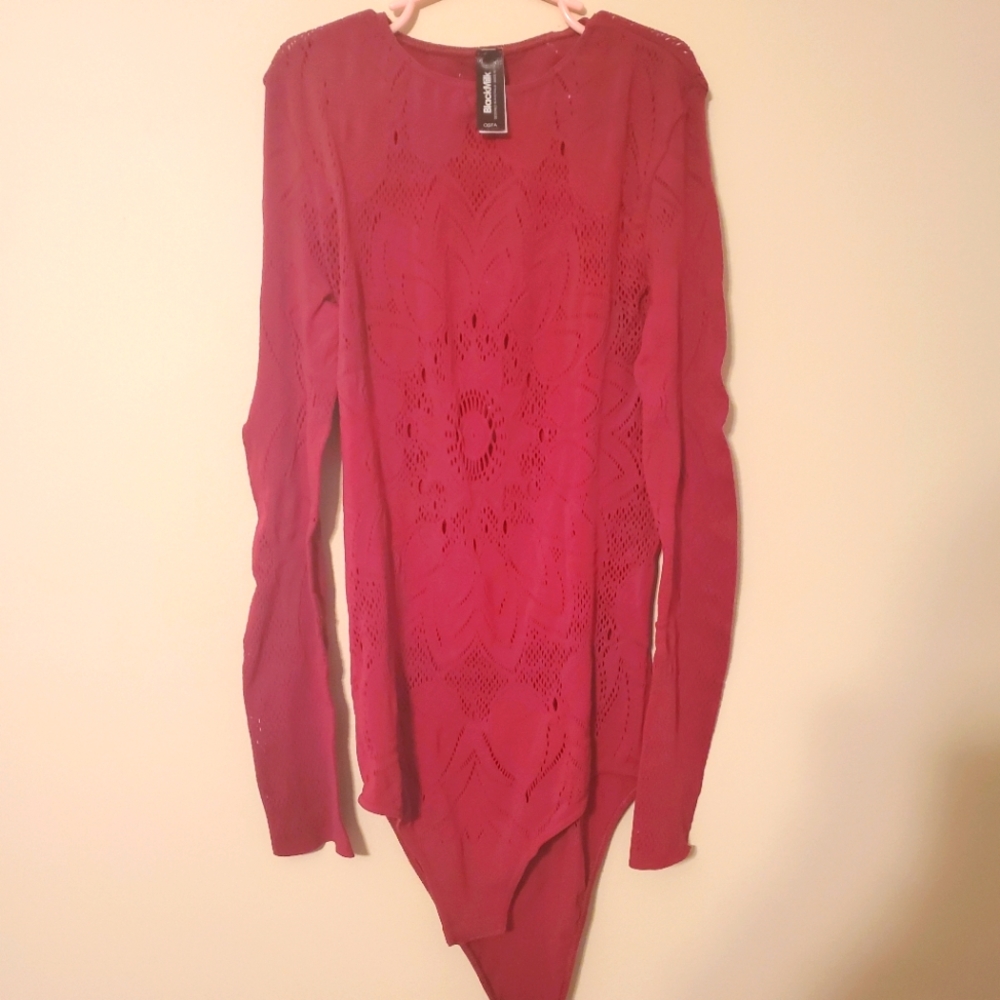 Blackmilk Wine Ornate Bodysuit